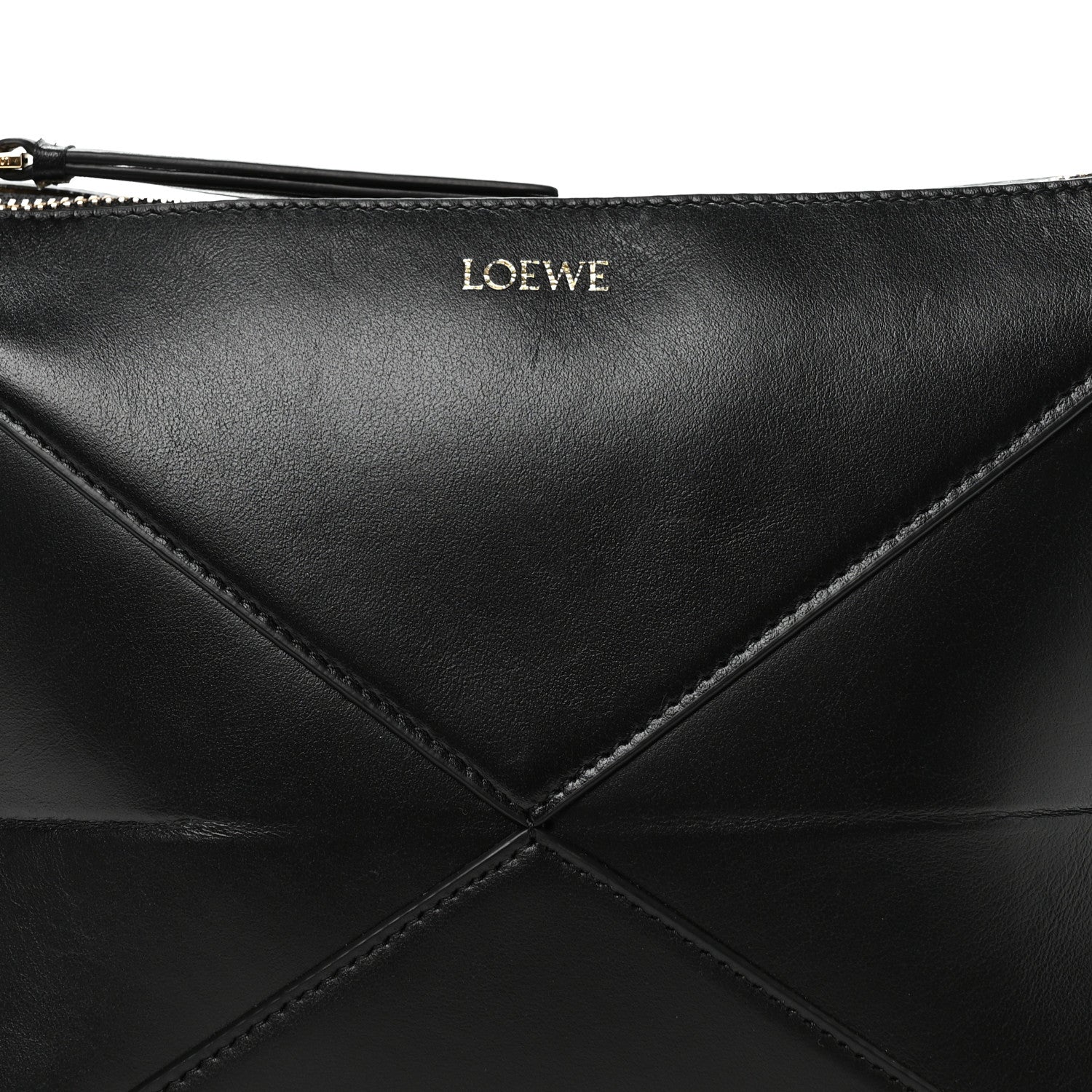 Loewe Shiny Calfskin Puzzle Fold Pouch Black 7 of 9