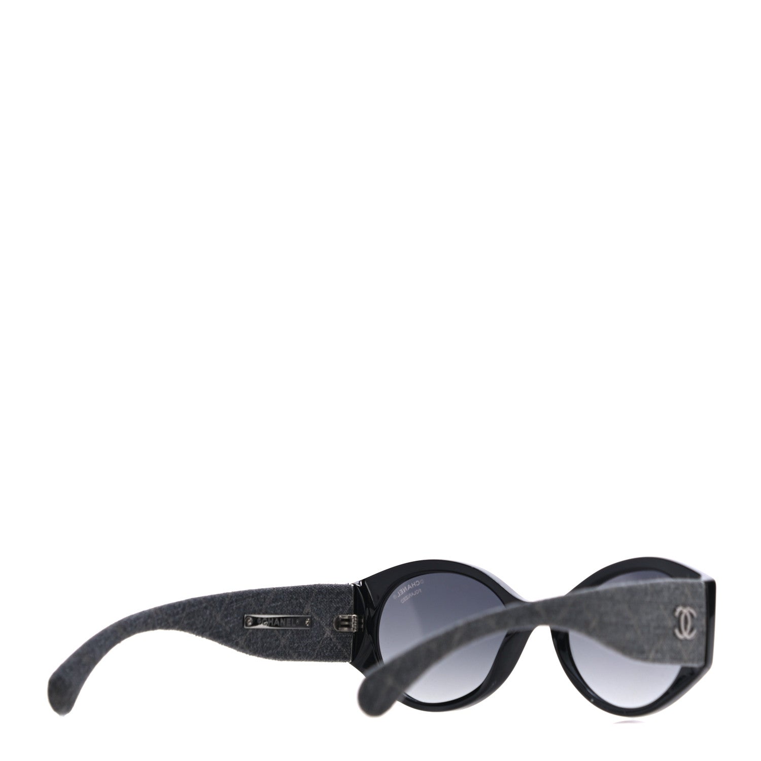 Chanel Acetate Denim Oval Polarized Sunglasses 5405 Black Blue 3 of 9