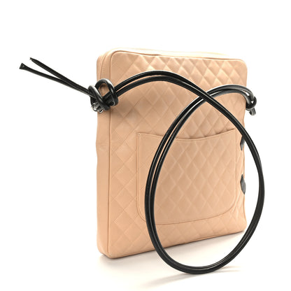 Chanel Calfskin Quilted Large Cambon Messenger Beige Black 3 of 9