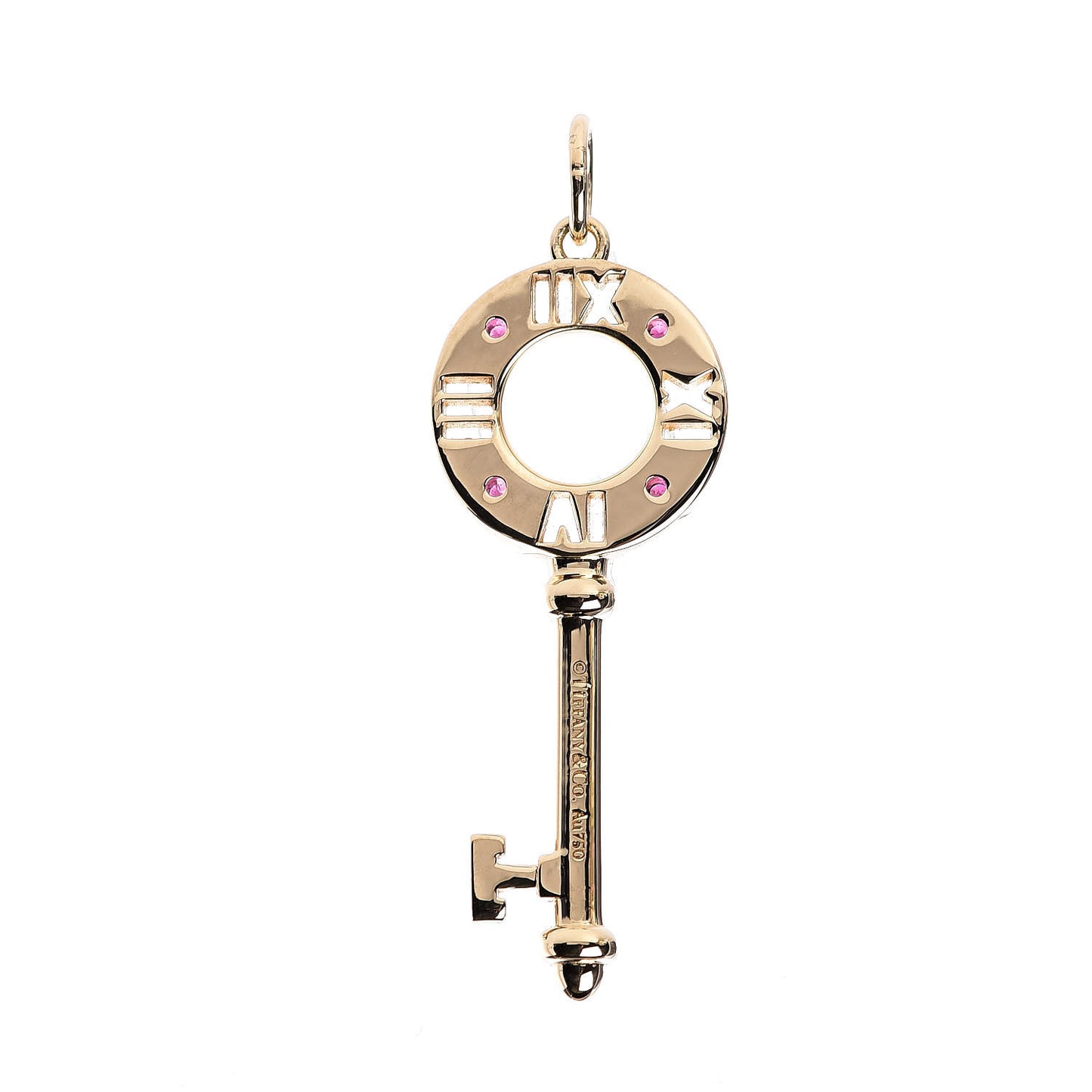 18K Yellow Gold Ruby Atlas Pierced Key Pendant