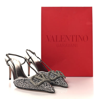 Valentino Garavani Metallic Nappa Crystal Vlogo Glow Slingback 80mm Pumps 39 Grey 9 of 9