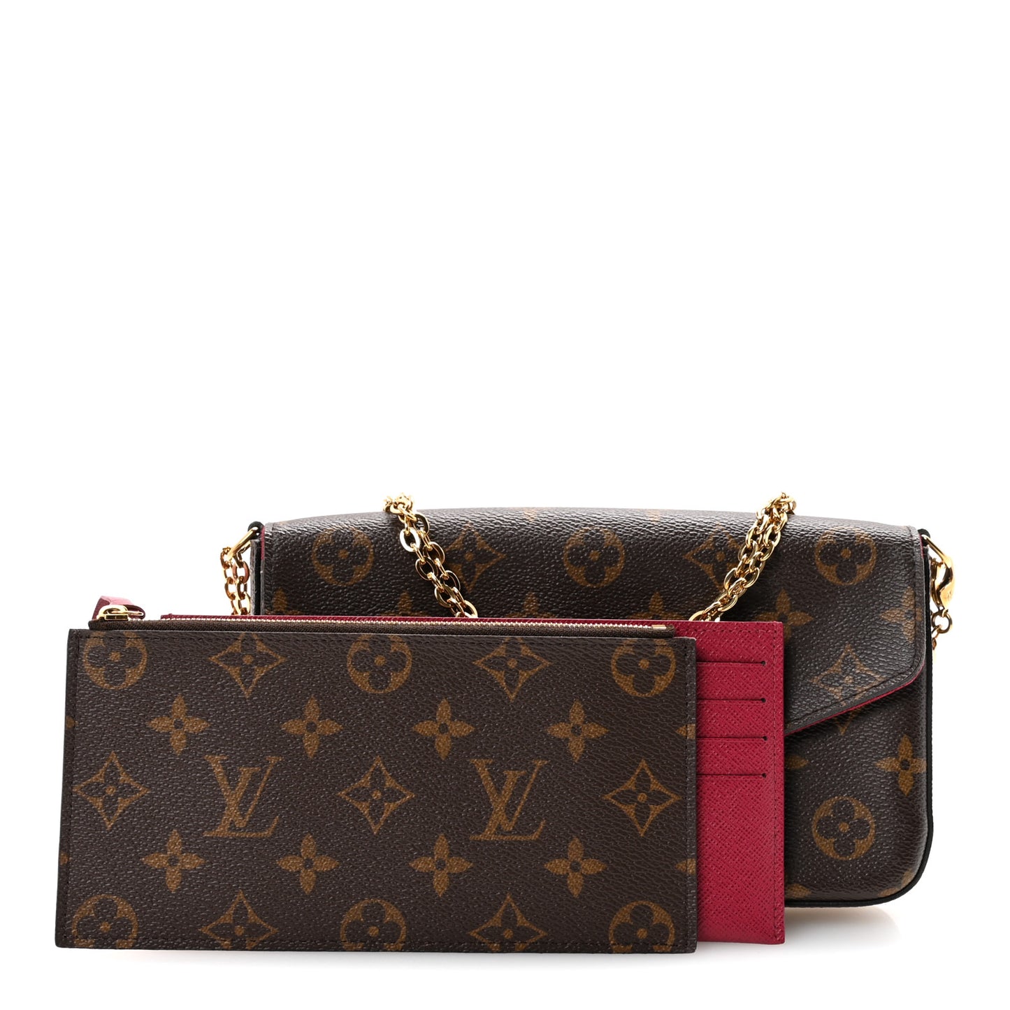 Monogram Pochette Felicie Chain Wallet Fuchsia