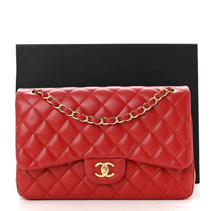 Chanel Lambskin Quilted Jumbo Double Flap Red 11 of 11