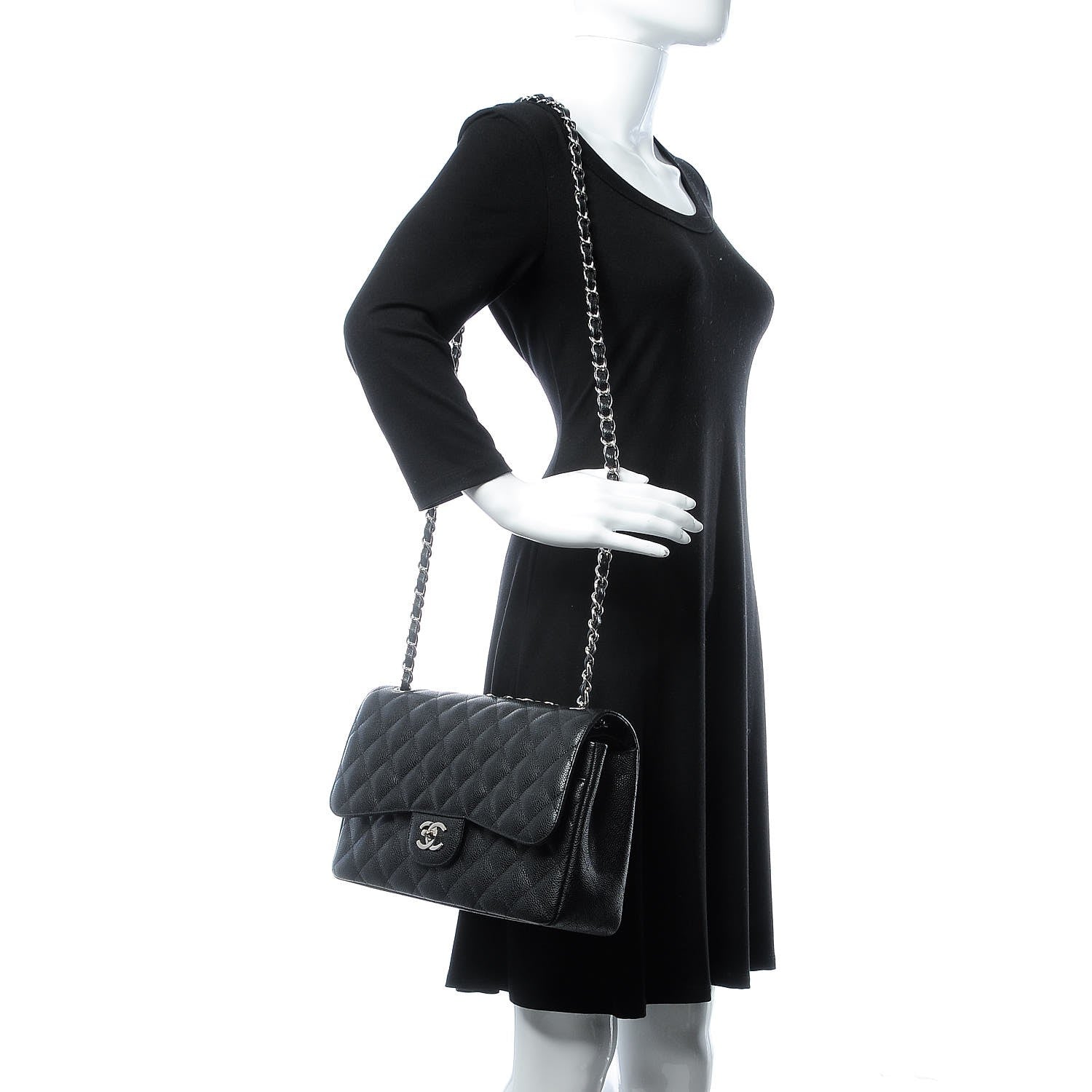 Chanel Caviar Quilted Jumbo Double Flap Black 3 of 8