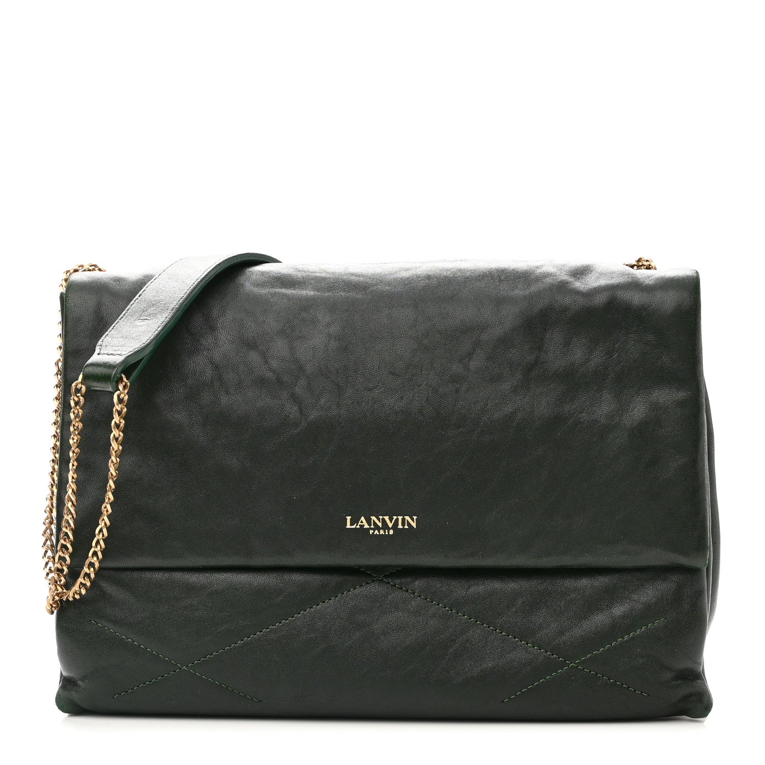 Lanvin Lambskin Quilted Medium Sugar Flap Shoulder Bag Bottle Green 1 of 14
