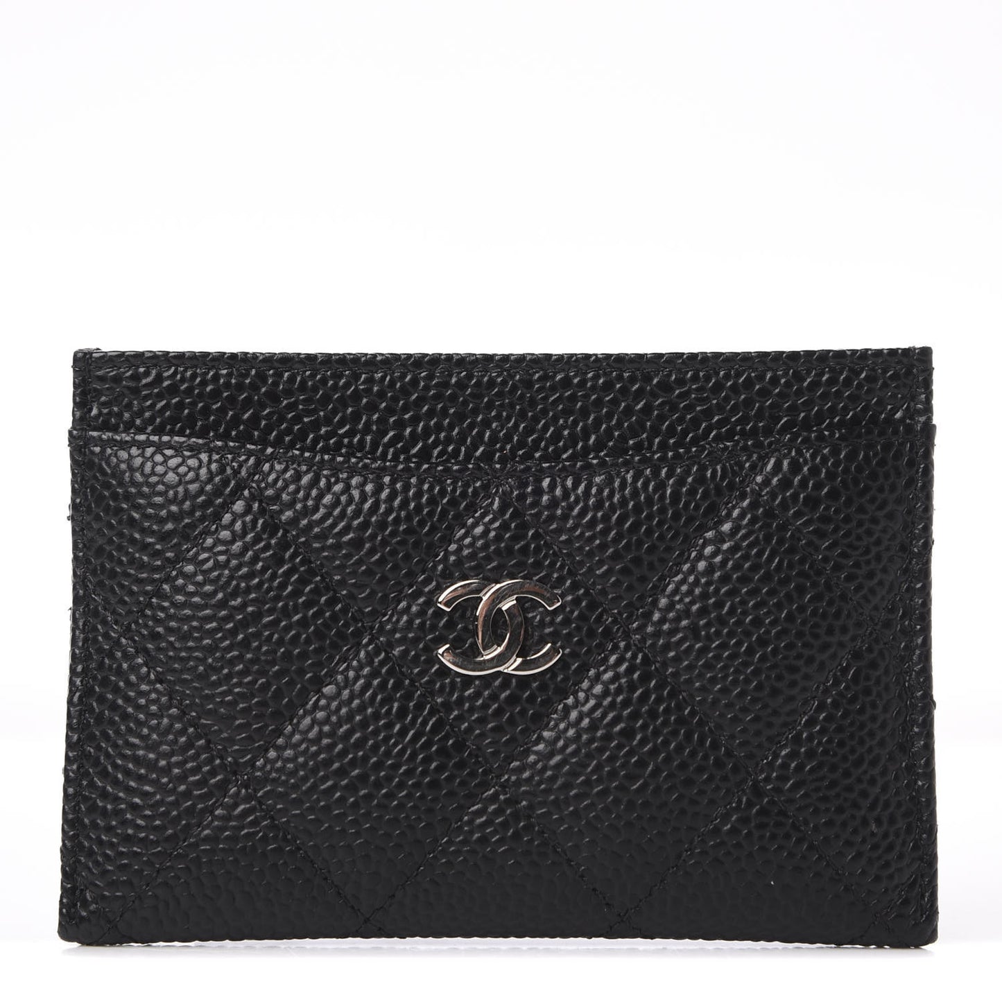 Caviar Quilted Card Holder Black