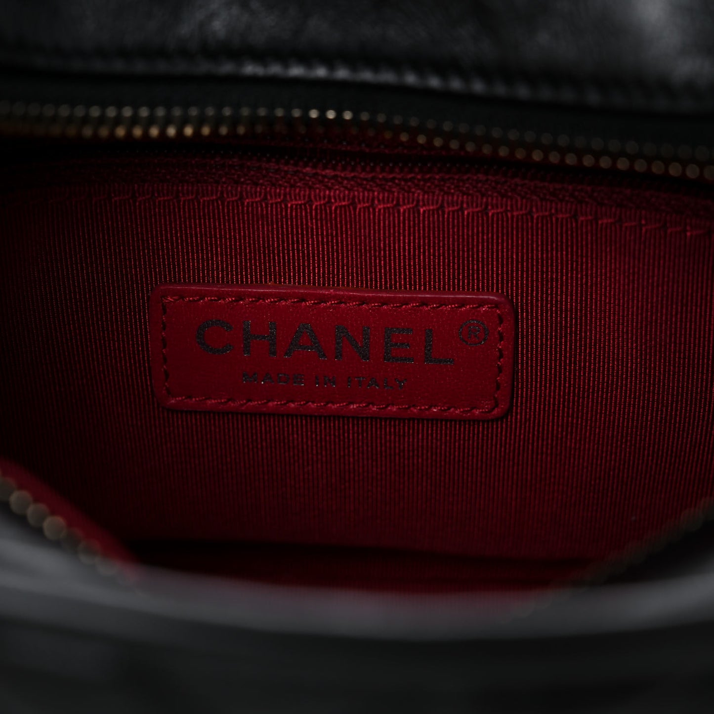 Aged Calfskin Chevron Quilted Small Gabrielle Hobo Black