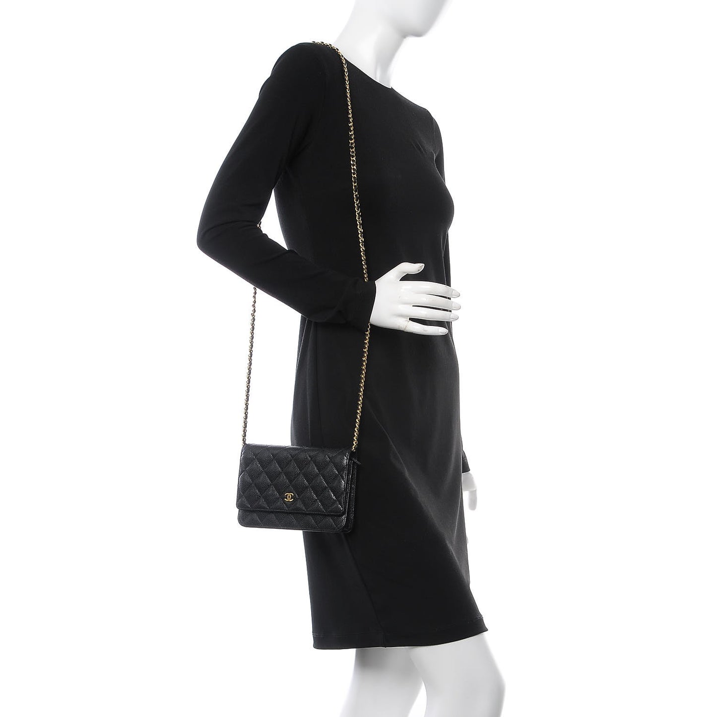 Caviar Quilted Wallet On Chain WOC Black