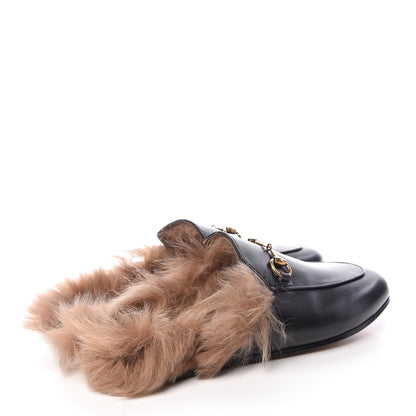 Gucci Calfskin Fur Womens Princetown Slippers 39 Black 4 of 7