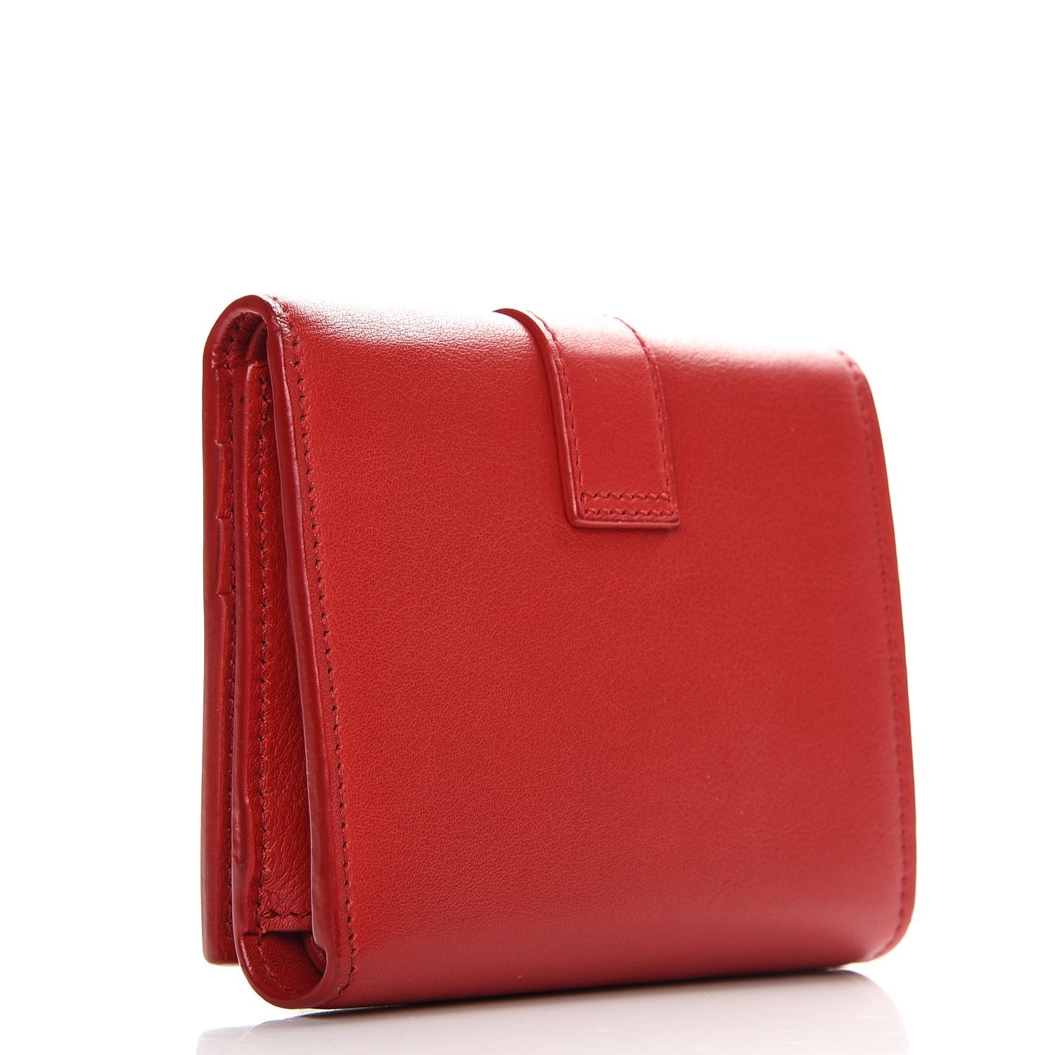 Saint Laurent Calfskin Classic Y Tri Fold Wallet Lipstick Red 3 of 6