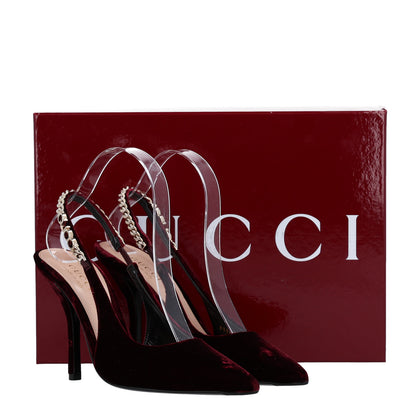 Gucci Velvet Crystal Nappa Charlotte Slingback Pumps 36.5 New Vineyard 11 of 11