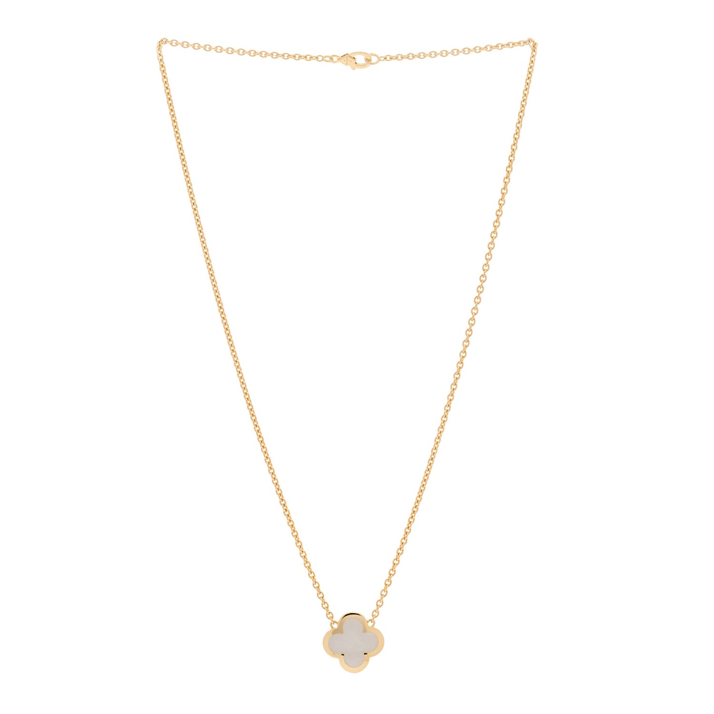 18K Yellow Gold Mother of Pearl Pure Alhambra Pendant Necklace