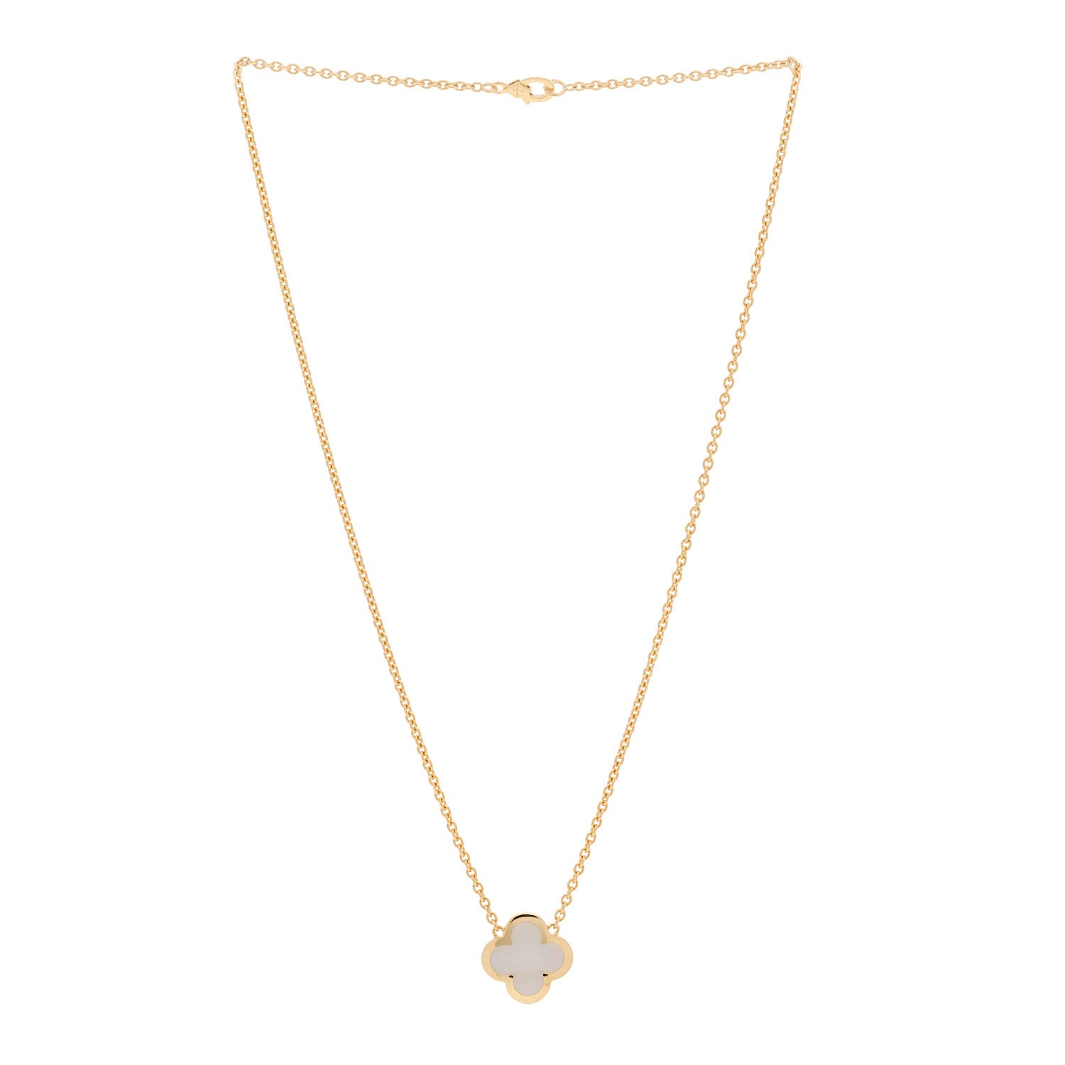 Van Cleef & Arpels 18K Yellow Gold Mother of Pearl Pure Alhambra Pendant Necklace 3 of 7