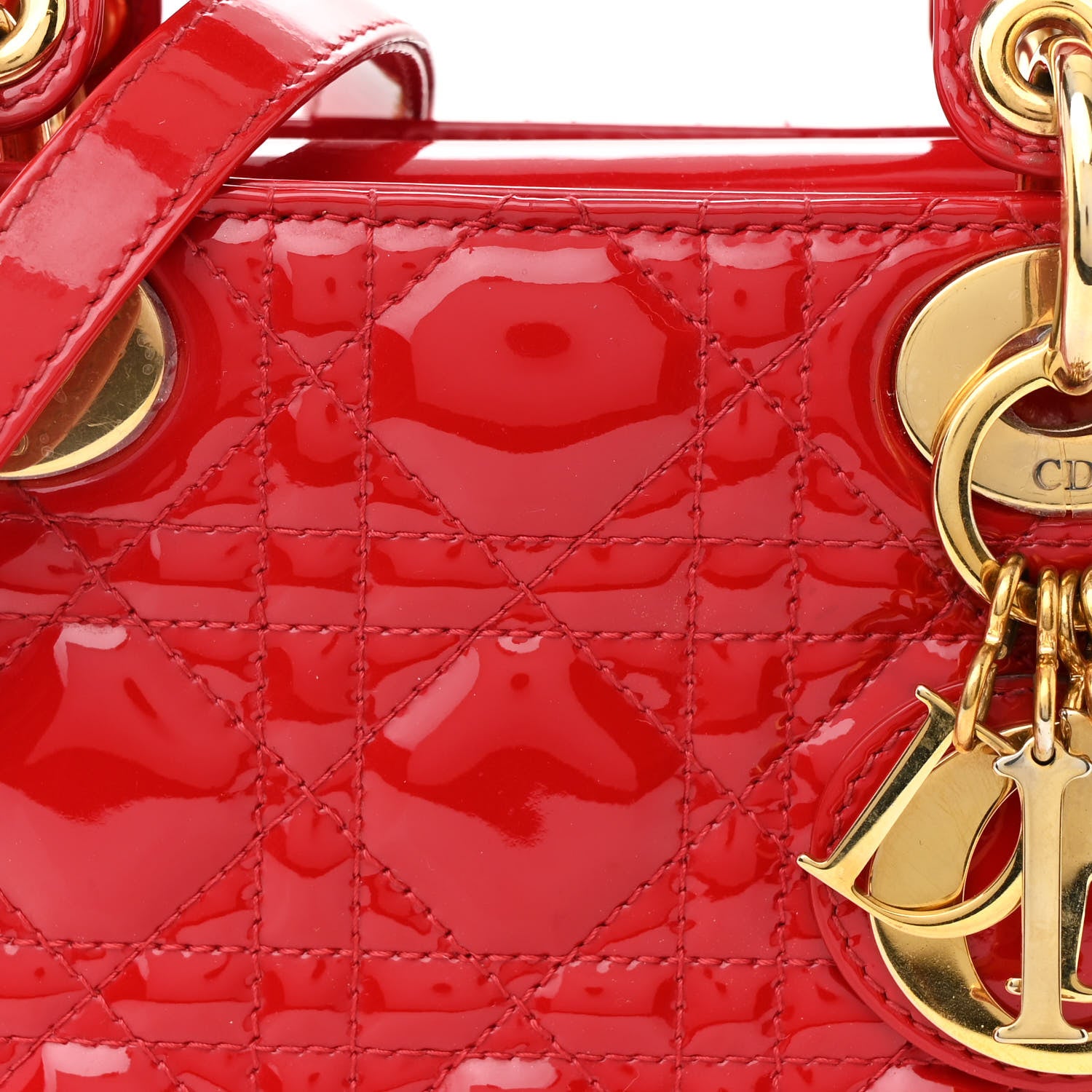 Christian Dior Patent Cannage Mini Lady Dior Red 8 of 10