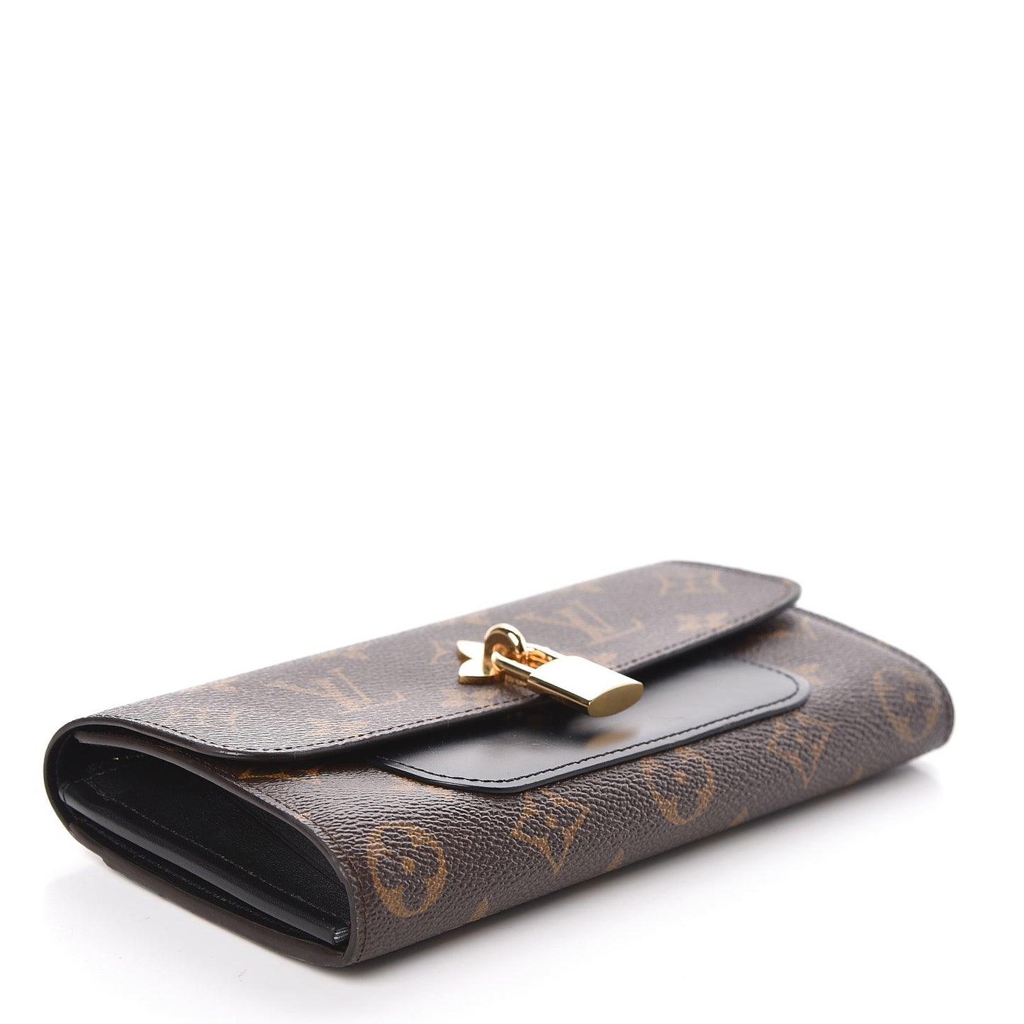 Monogram Flower Lock Long Wallet Black