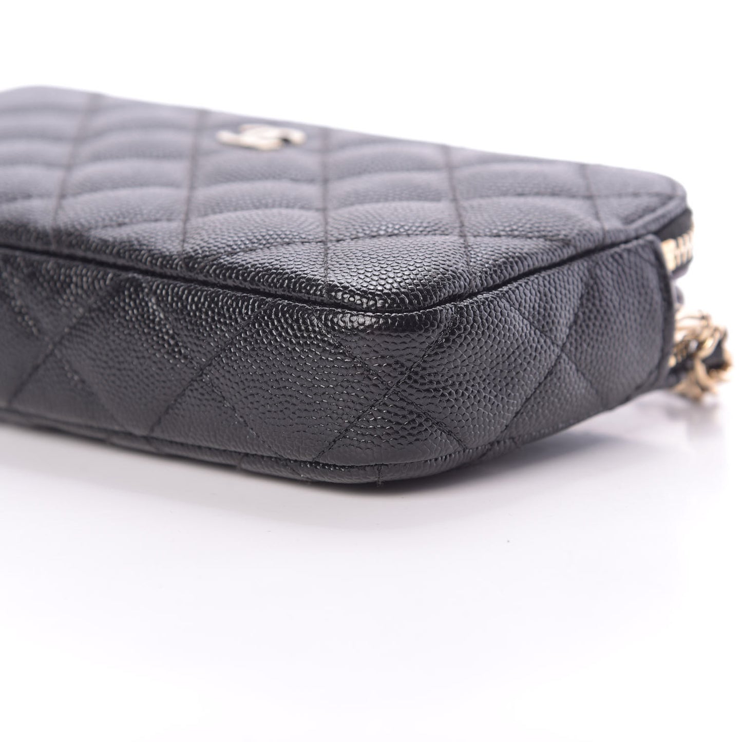 Caviar Quilted Small Clutch With Chain Black