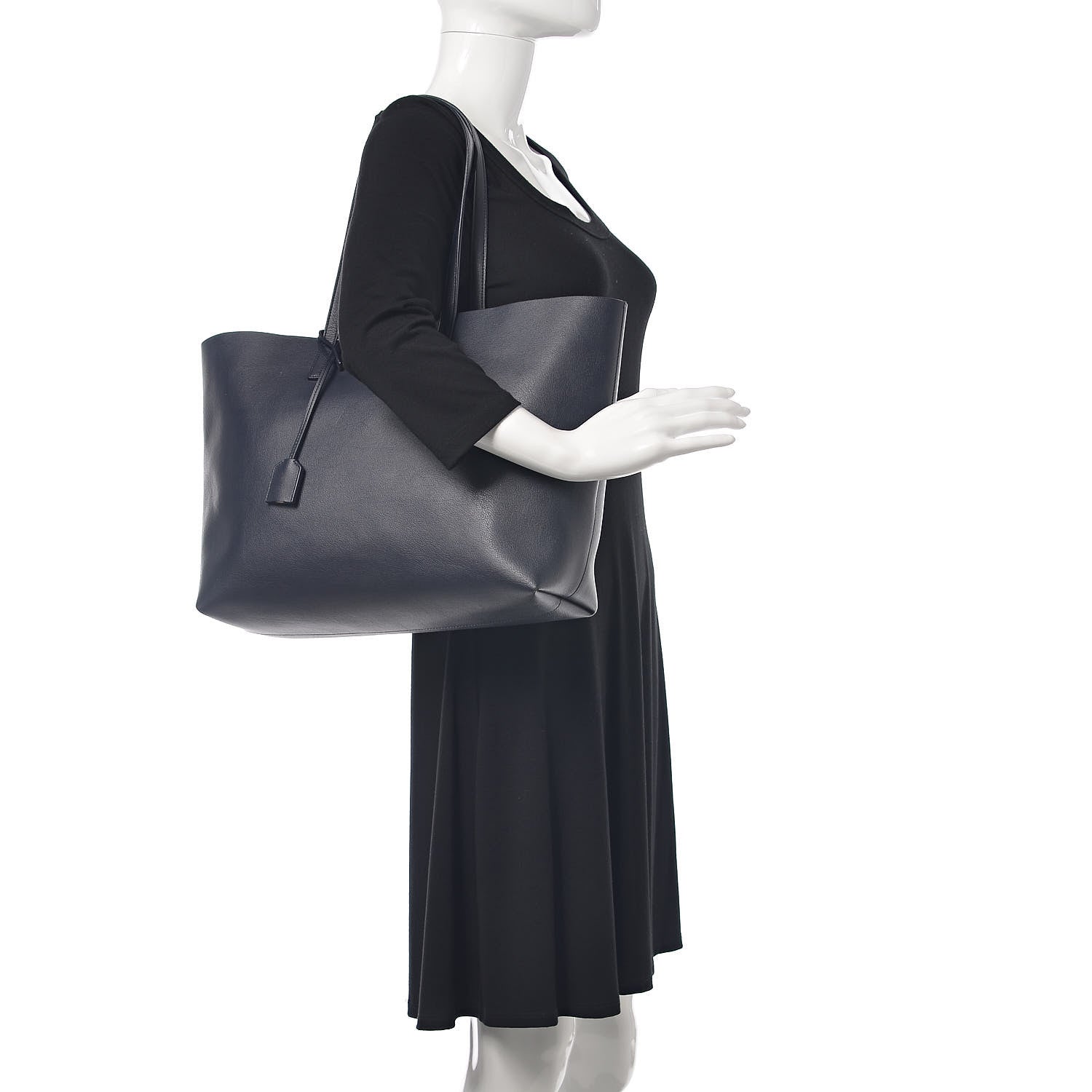 Saint Laurent Calfskin Large Shopping Tote Deep Marine 2 of 15