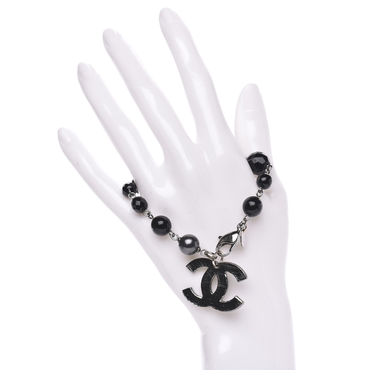 Ruthenium Bead CC Bracelet Black