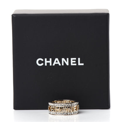 Chanel Metal Crystal Bow-tiful CC Logo Ring 7.25 55 Gold 6 of 6