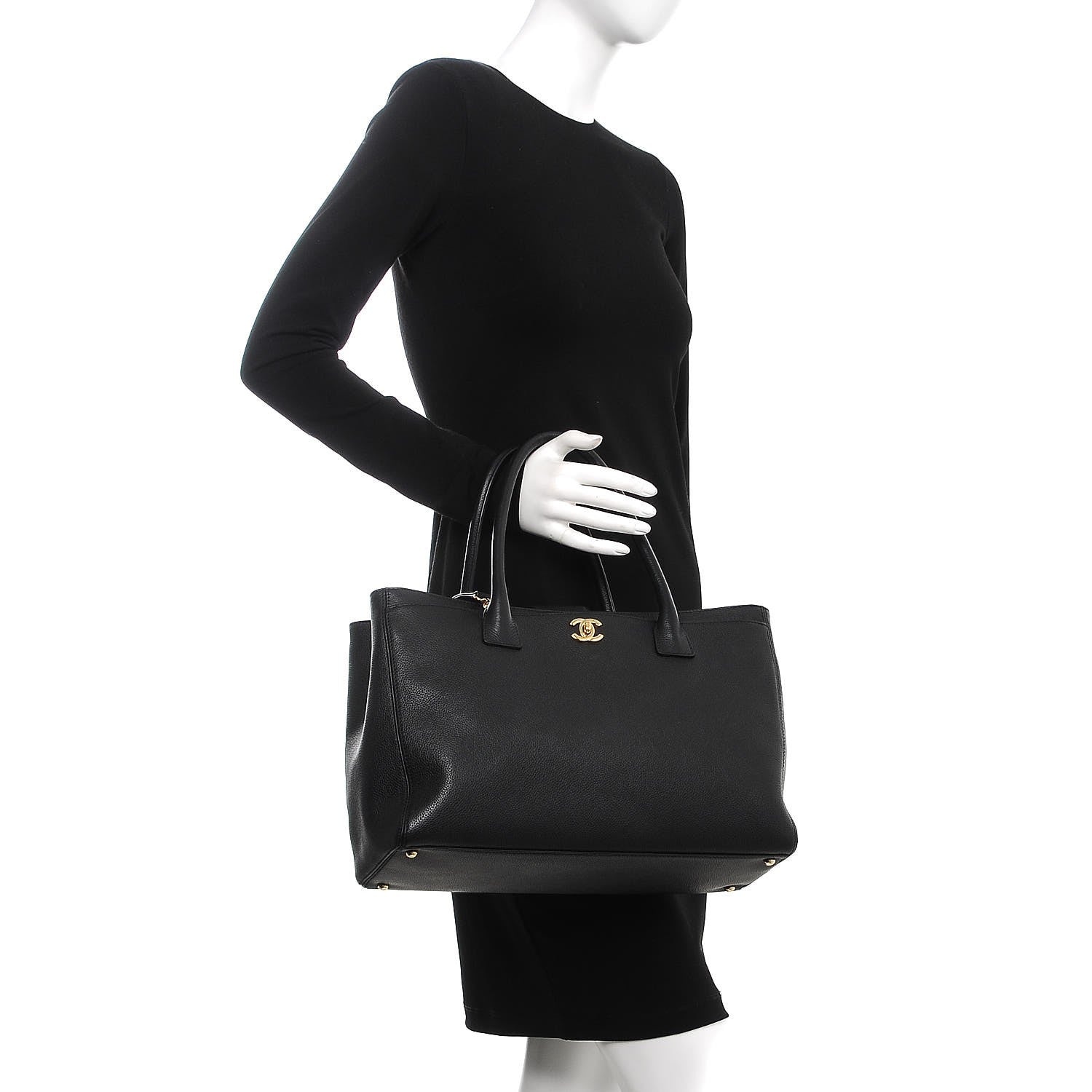 Chanel Calfskin Cerf Executive Shopper Tote Black 3 of 10