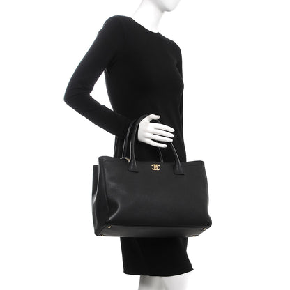 Chanel Calfskin Cerf Executive Shopper Tote Black 3 of 10