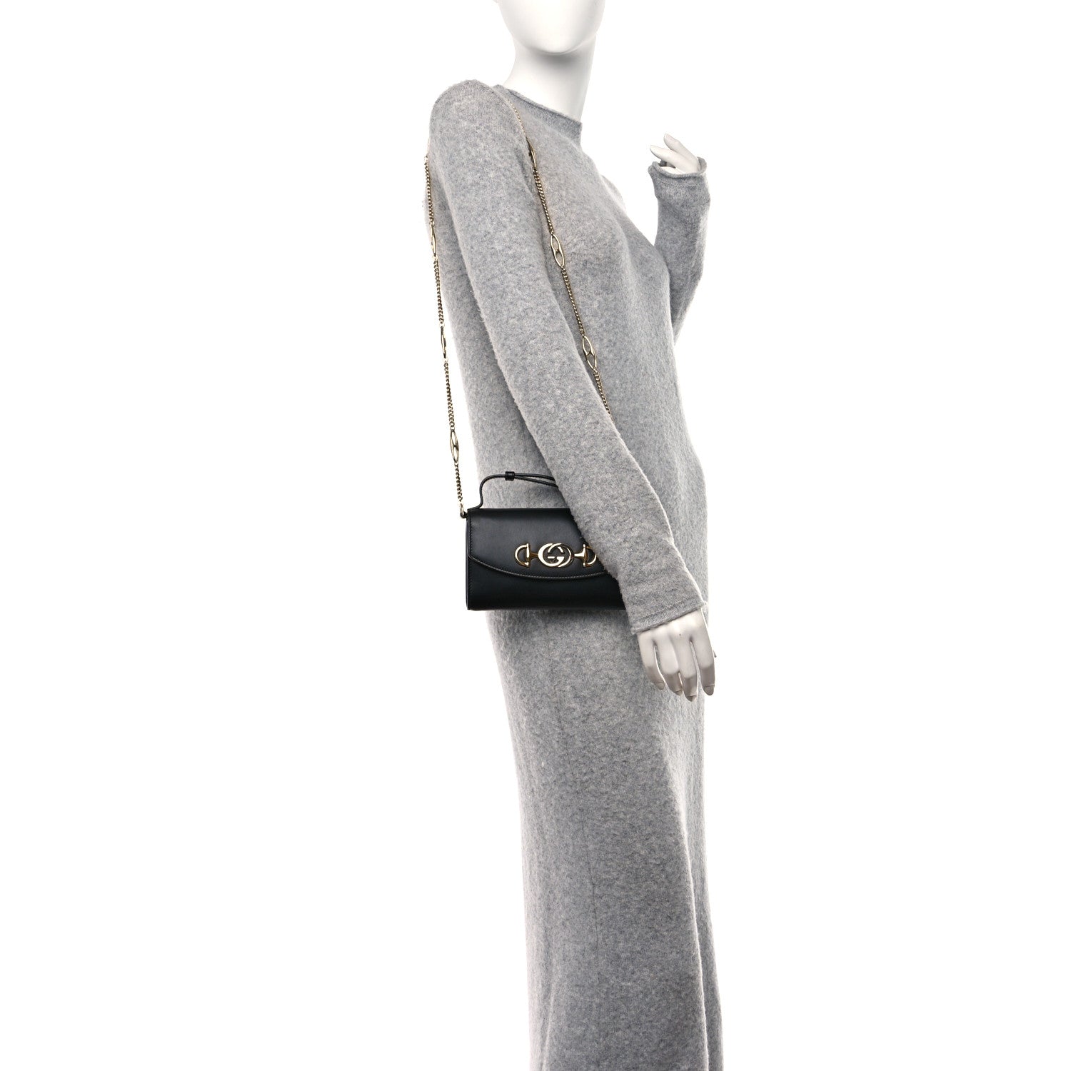 Gucci Smooth Calfskin Mini Zumi Shoulder Bag Black 2 of 10
