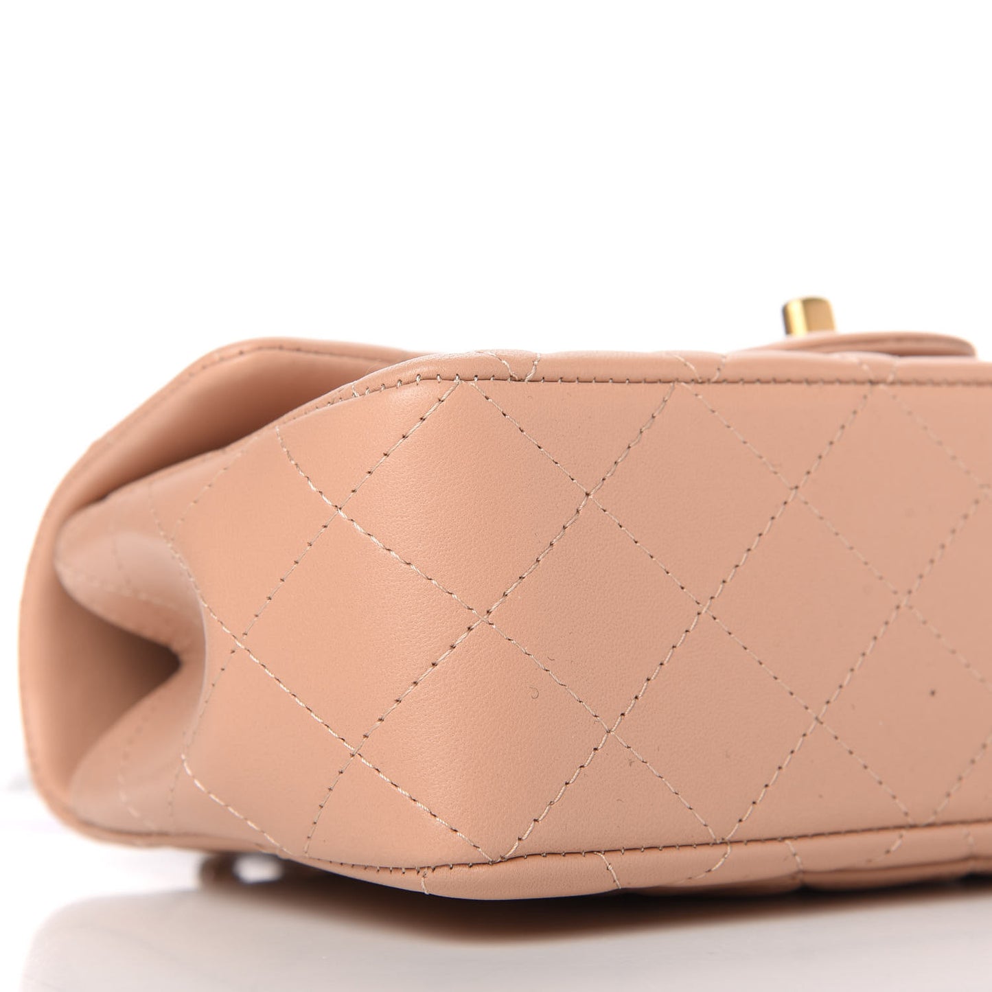 Lambskin Quilted Mini Top Handle Rectangular Flap Beige