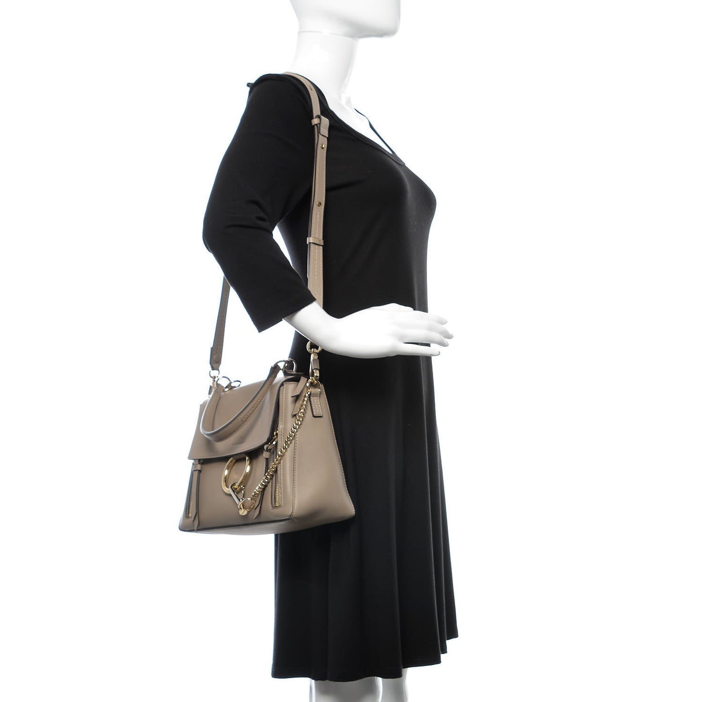 Calfskin Small Faye Day Shoulder Bag Motty Grey