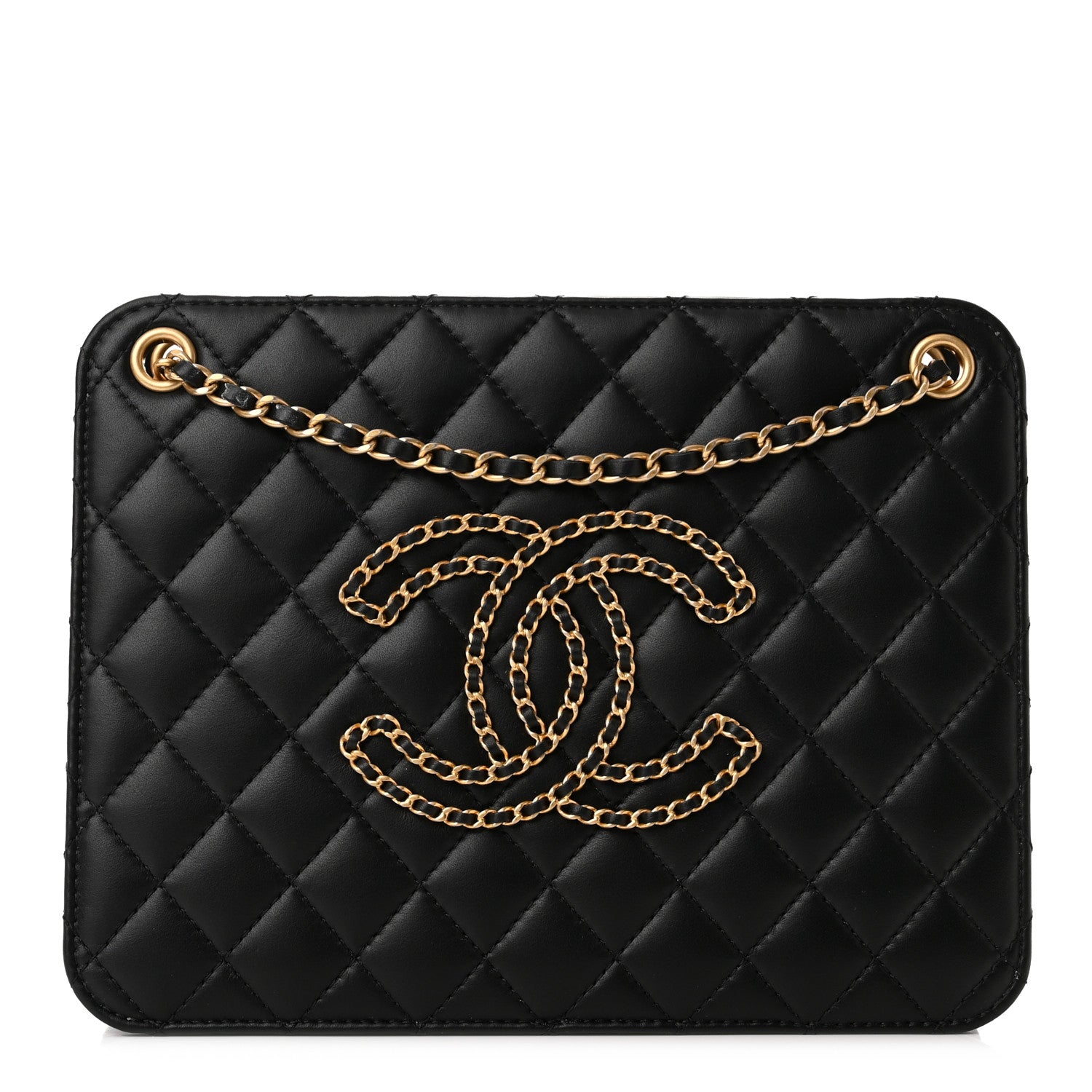 Chanel Calfskin Quilted CC Chain Accordion Tote Black 1 of 10