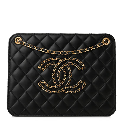 Chanel Calfskin Quilted CC Chain Accordion Tote Black 1 of 10