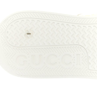 Gucci Calfskin GG Tennis Embossed Perforated Mens Interlocking G 55mm Sneakers 8 Great White 8 of 9