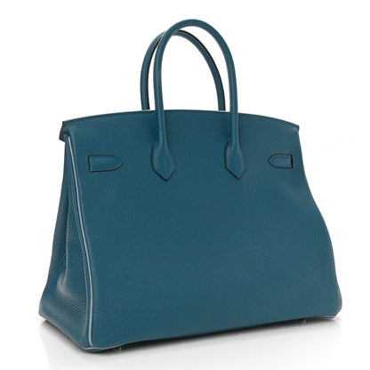 Hermes Togo Horseshoe Birkin 35 Bleu Izmir Bleu Lin 3 of 11