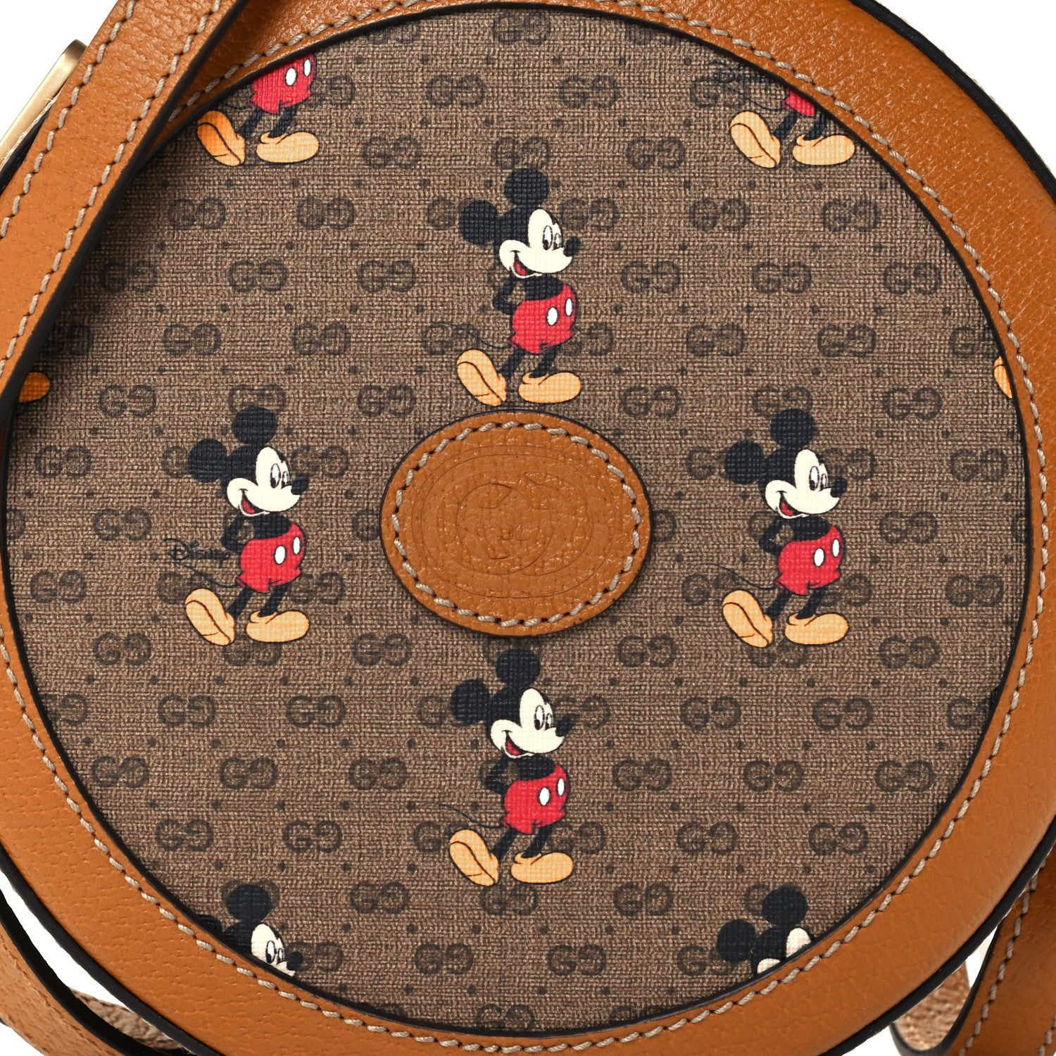 Gucci X DISNEY Mini Vintage GG Supreme Monogram Mickey Mouse Round Shoulder Bag Beige Vintage Sun Oil 9 of 11