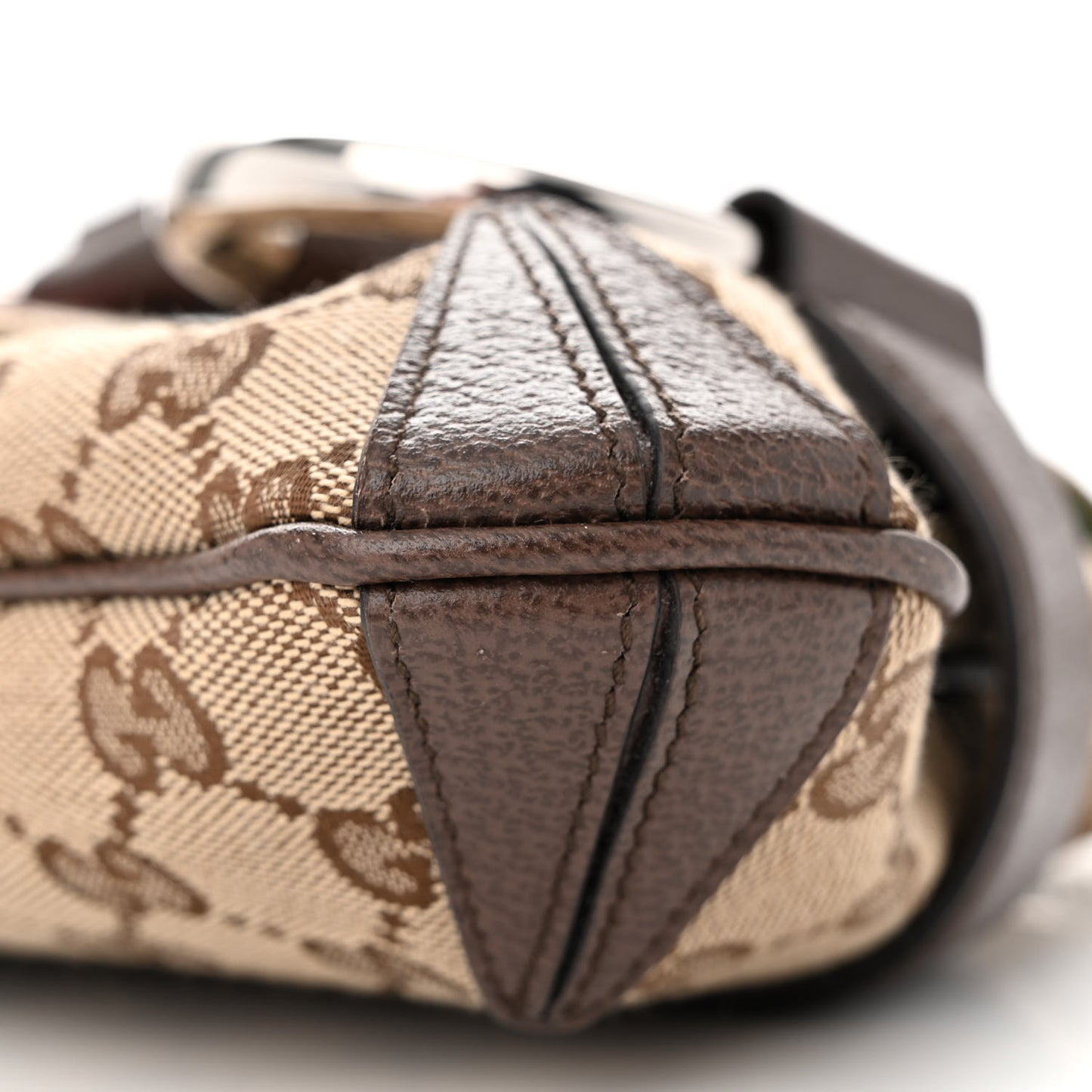 Monogram Textured Dollar Calfskin Heavy Grosgrain Web Medium Maxi Horsebit Chain Shoulder Bag Beige Ebony New Acero