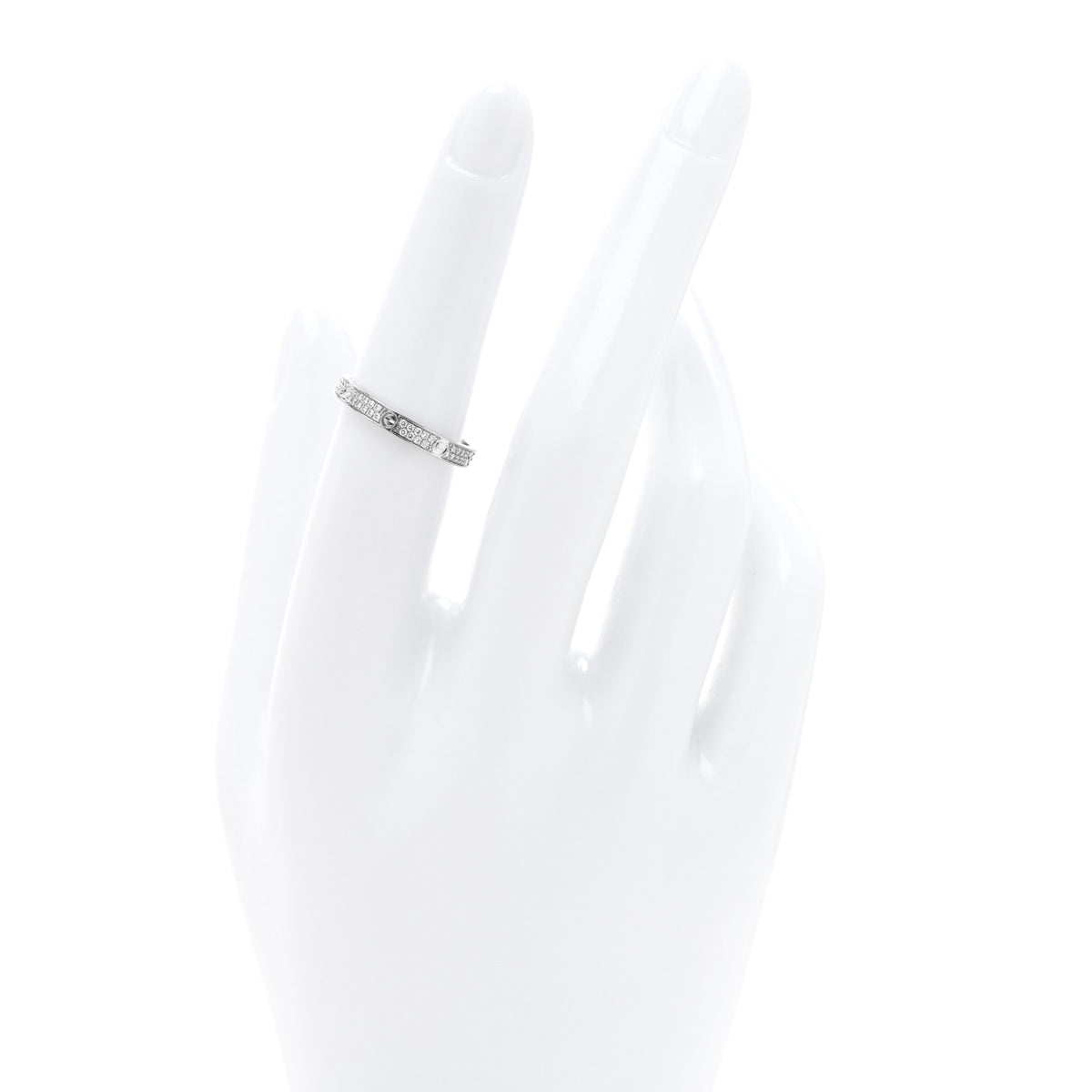 18K White Gold Diamond 2.6mm LOVE Paved Band Ring 52 6