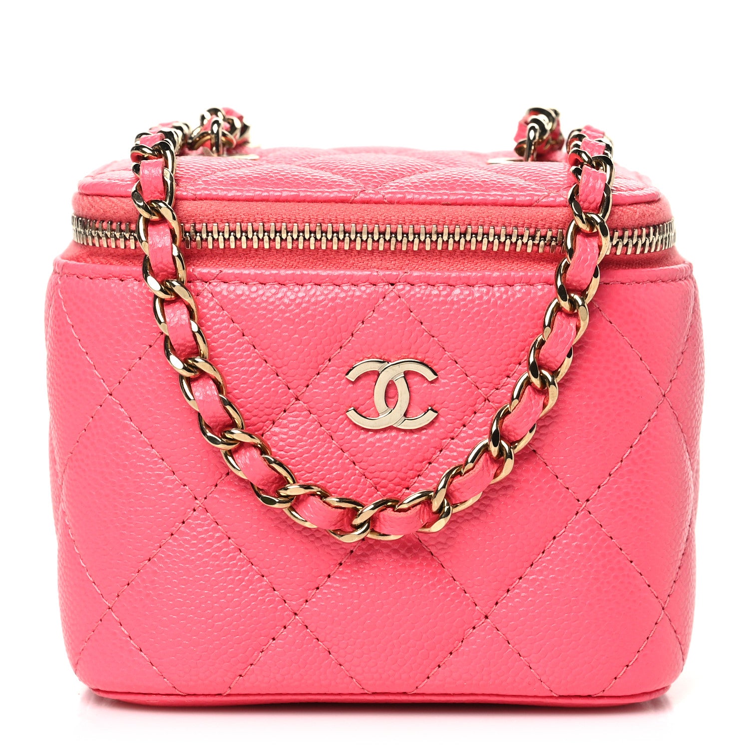 Chanel Caviar Quilted Mini Vanity Case With Chain Pink 1 of 10