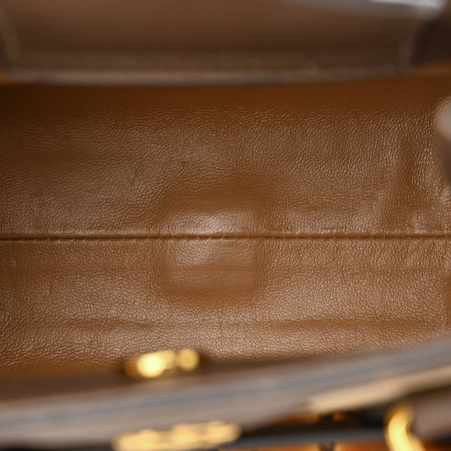 Gucci Monogram Jumbo GG Textured Dollar Calfskin Mini Diana Tote Bag Camel Ebony New Acero 5 of 11