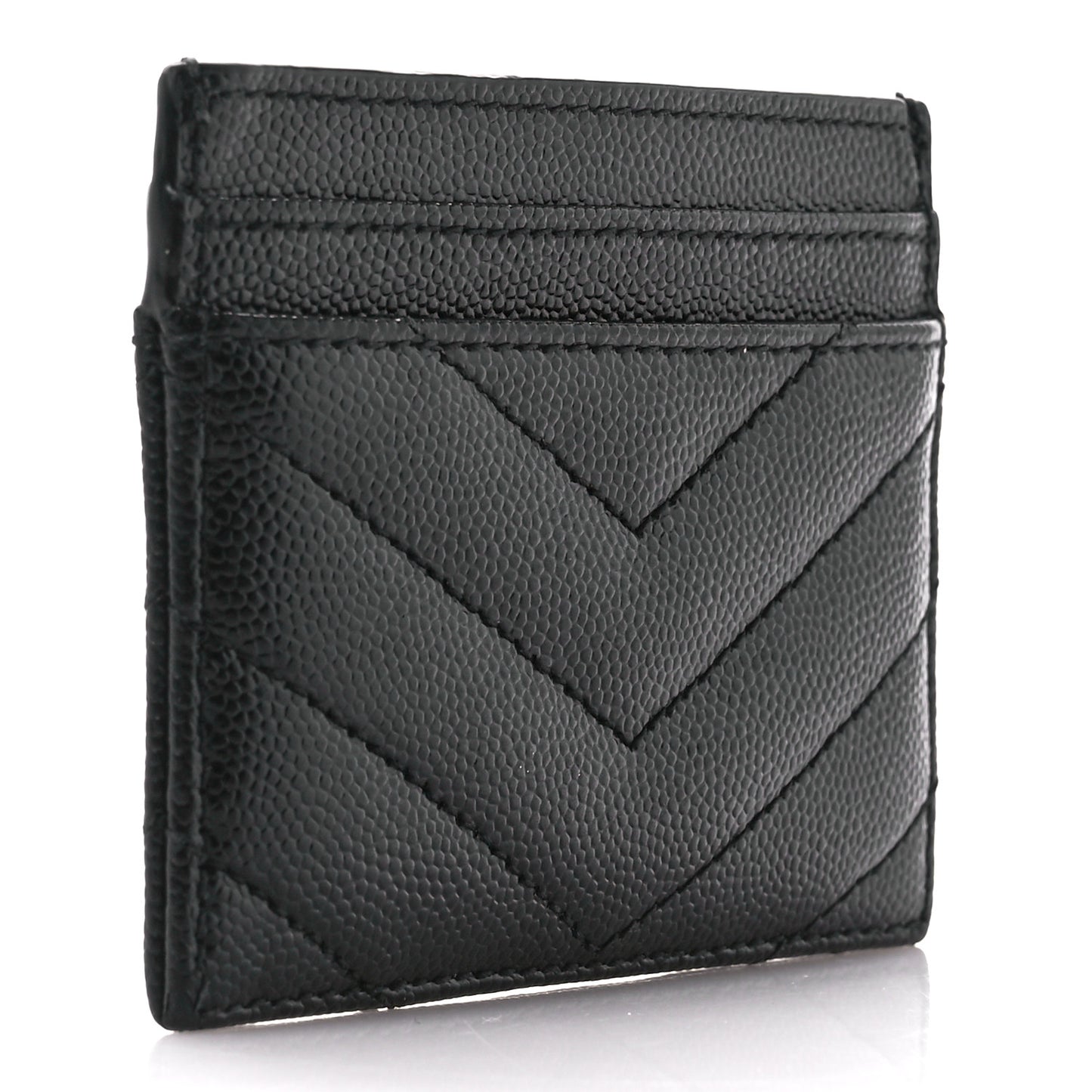 Grain De Poudre Matelasse Chevron Monochrome Monogram Credit Card Case Black