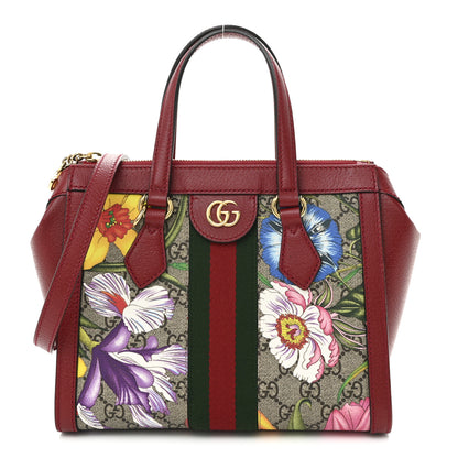 Gucci GG Supreme Monogram Flora Web Small Ophidia Tote Bag Red 1 of 9
