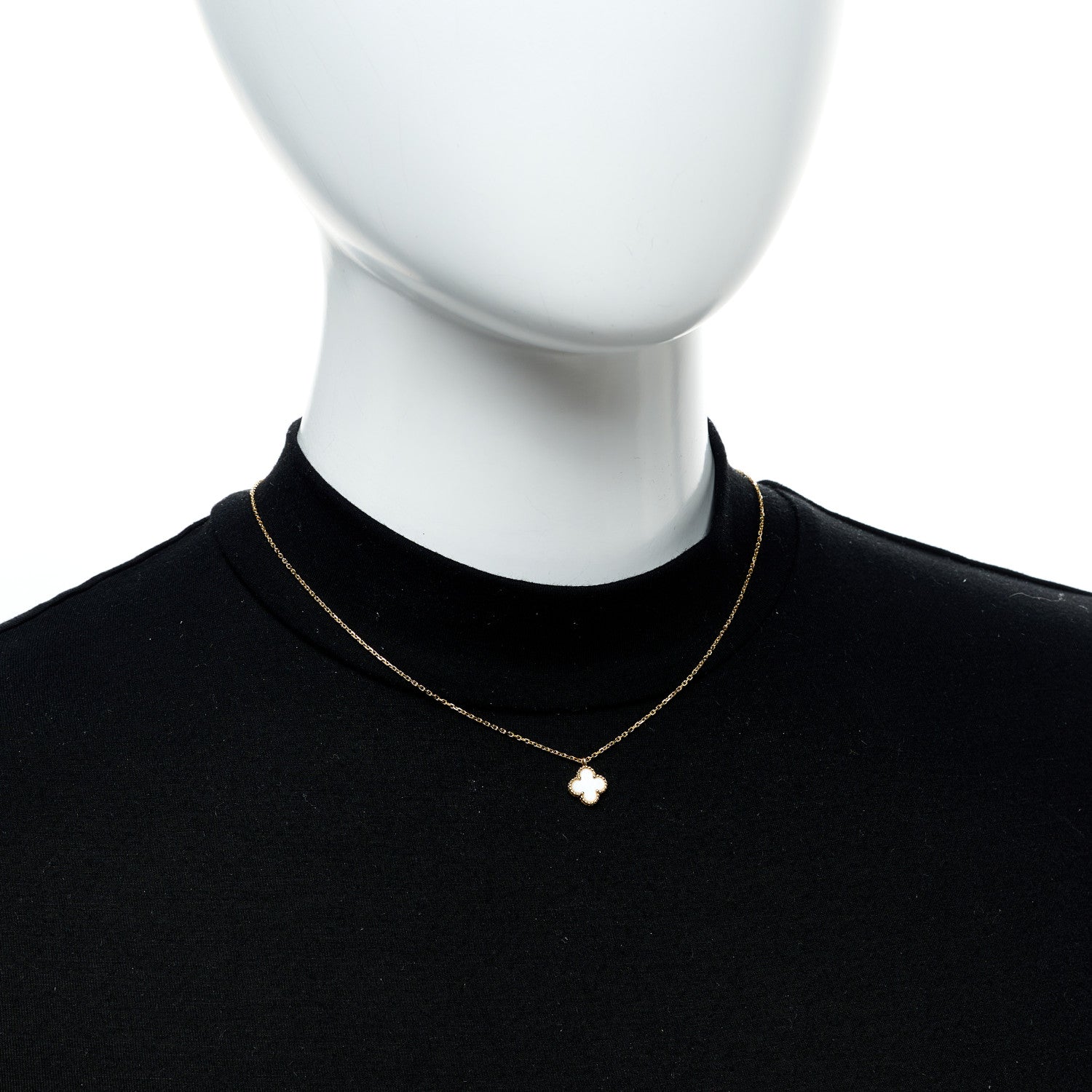 Van Cleef & Arpels 18K Yellow Gold Mother of Pearl Sweet Alhambra Pendant Necklace 2 of 5