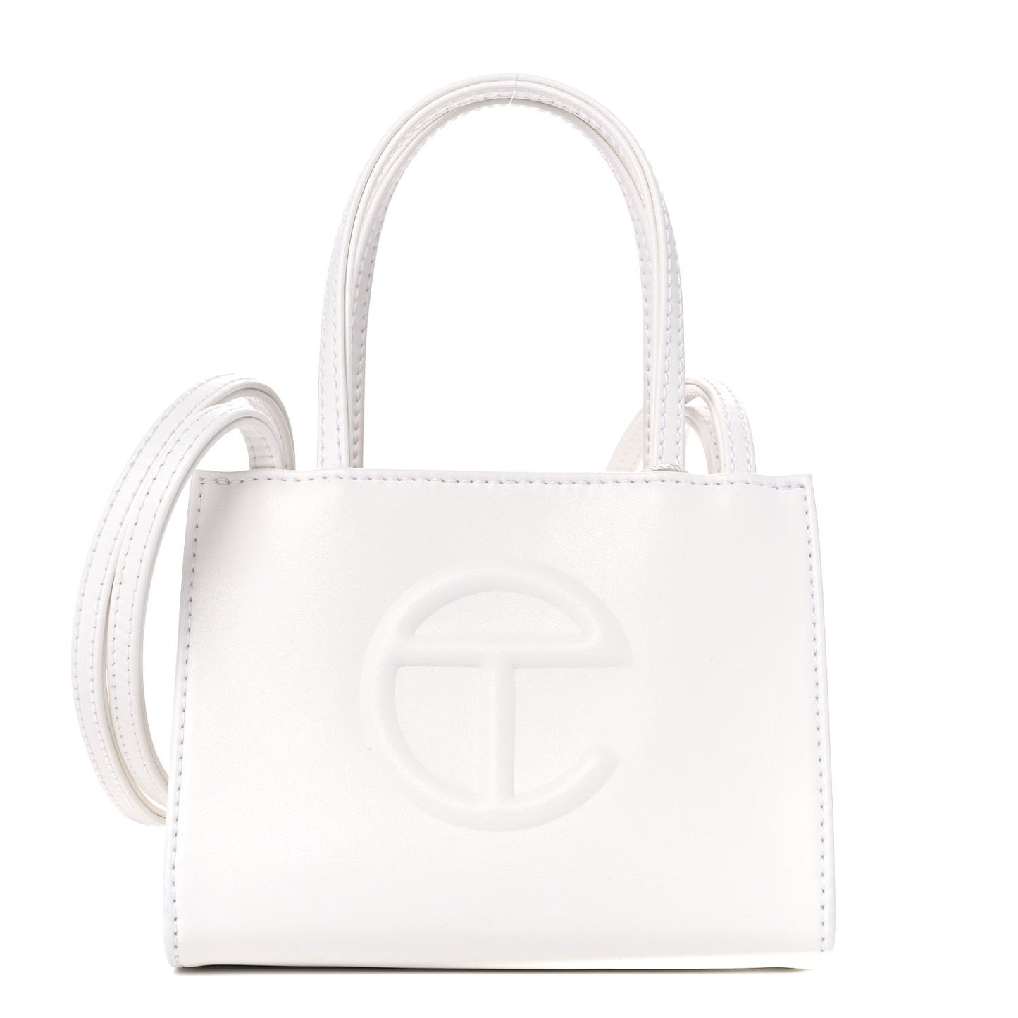 Vegan Leather Small Shopping Bag White
