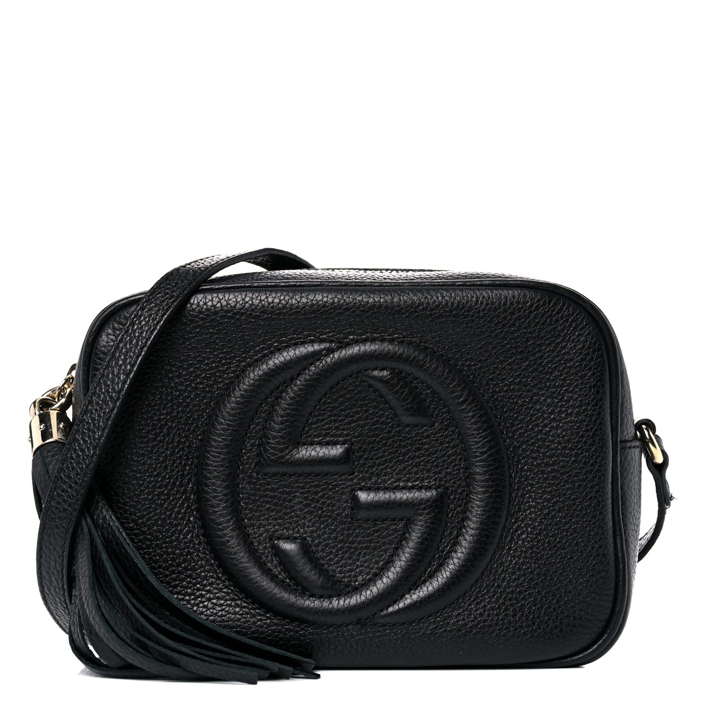 Pebbled Calfskin Small Soho Disco Bag Black