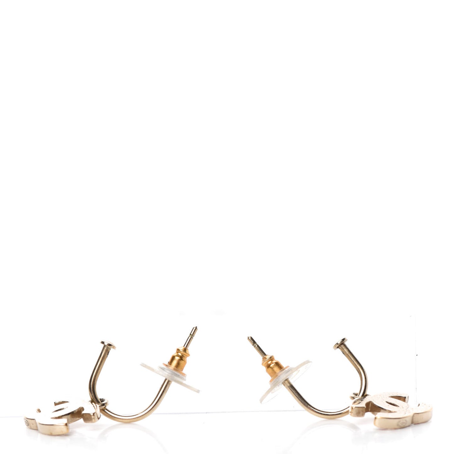 Crystal CC Dangle Earrings Pink Brown Gold