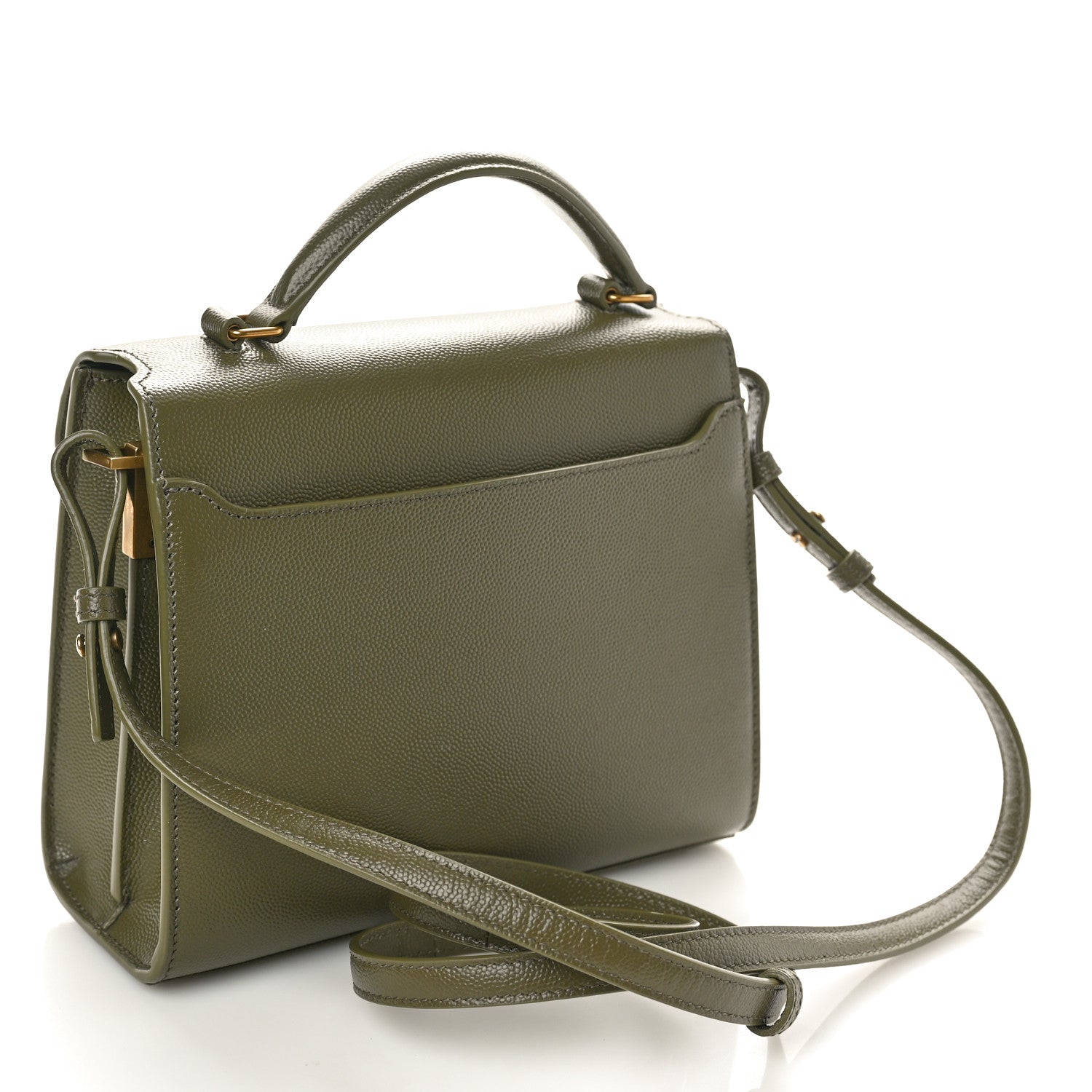 Saint Laurent Grain de Poudre Mini Classic Monogram Cassandra Top Handle Olive 3 of 10