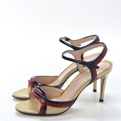 Gucci Patent Millie Ankle Strap Sandals 36.5 Red Blue Agata Sandstorm 3 of 9
