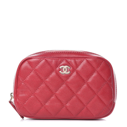 Chanel Caviar Quilted Small Curvy Pouch Cosmetic Case Dark Pink 1 of 10