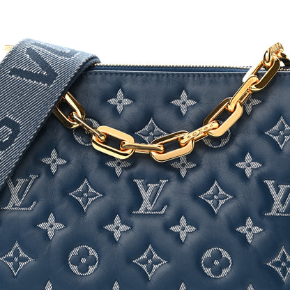 Louis Vuitton Lambskin Embossed Monogram Coussin PM Denim Blue 9 of 11
