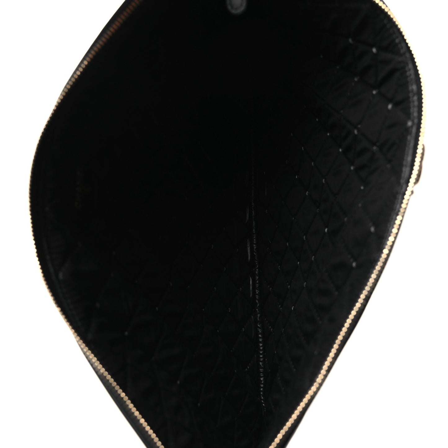 Lambskin Quilted Large Boy Zip Pouch Black