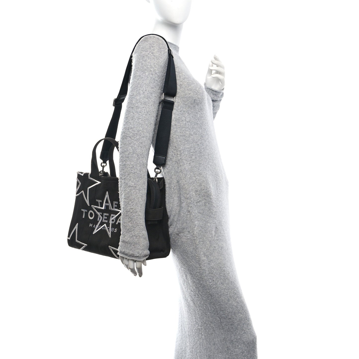 Canvas Embroidered Medium The Star Tote Bag Black