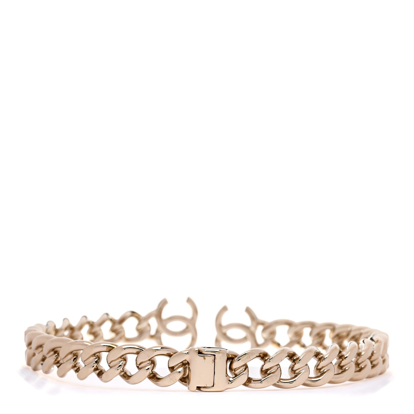 Metal CC Chain Link Choker Necklace L Gold